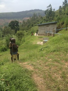 A diesel generator powered pumping station to pump water uphill to the communities