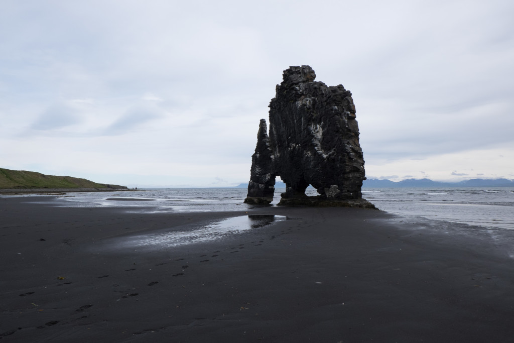 Photo 6. Hvitserkur dike, left standing. This was once a fissure in the ground that had filled in with lava rock.